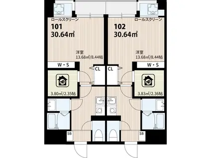 SKビル拾四番館(1K/1階)の間取り写真