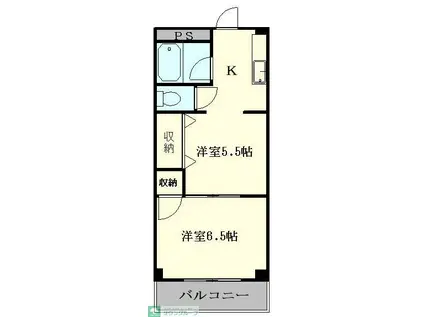 日商ビル(2K/3階)の間取り写真