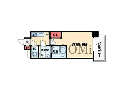 エスリードレジデンス梅田デュオ(1K/13階)の間取り写真