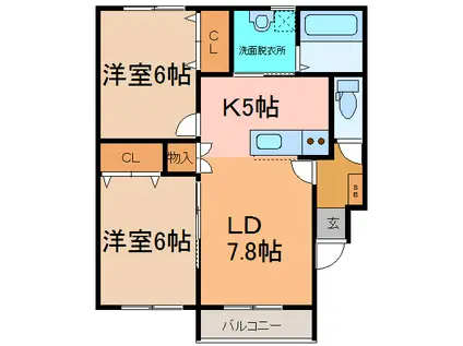 BRAVE(2LDK/2階)の間取り写真