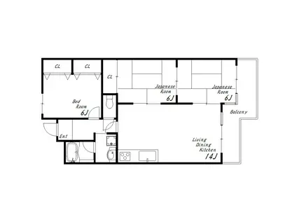 ヴィスター五色山(3LDK/2階)の間取り写真
