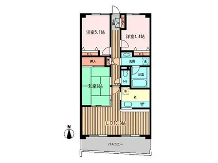 モンテローザ緑が丘(3LDK/2階)の間取り写真