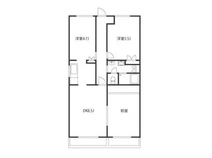 大建マンション(3DK/2階)の間取り写真