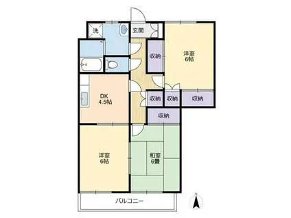 ハイライズ杉山弐番館(3DK/2階)の間取り写真