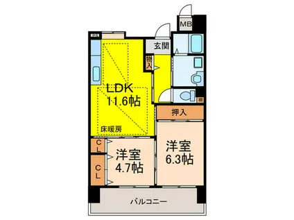 OPH北千里青山台3号棟(2LDK/1階)の間取り写真