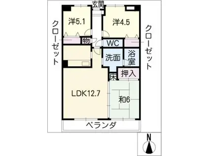 ロイヤルM(3LDK/4階)の間取り写真