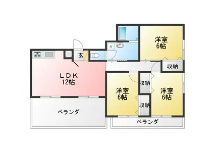 ミヤタハウス(3LDK/4階)の間取り写真