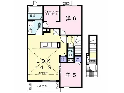 サニー中町(2LDK/2階)の間取り写真