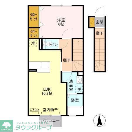 ストラールB(1LDK/2階)の間取り写真