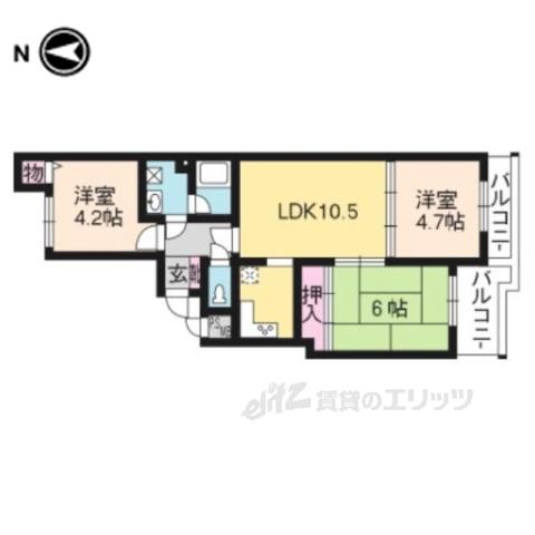 ライオンズマンション太秦(3LDK/3階)の間取り写真