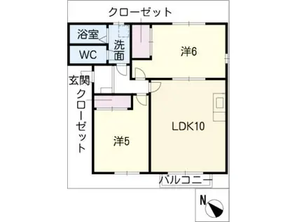 プロヴァンス 2(2LDK/2階)の間取り写真