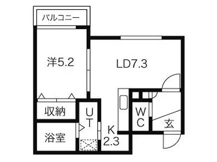 ブランノワールミケオス(1LDK/2階)の間取り写真