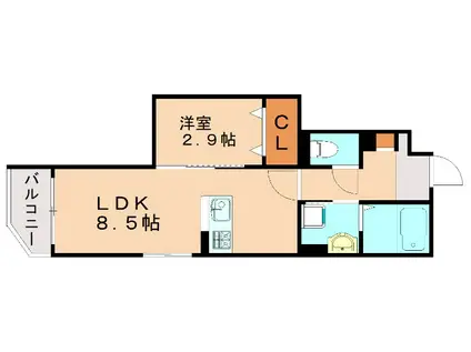 光陽マンション別府(1LDK/3階)の間取り写真
