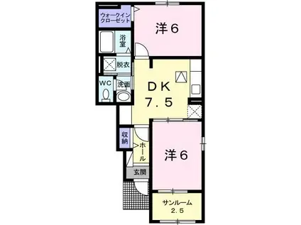 エレガント ヴェルスIII A(2DK/1階)の間取り写真