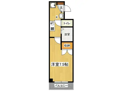 ル・クレヨンルージュ(1K/6階)の間取り写真