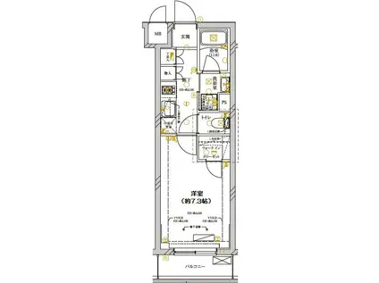 ディアレイシャス武蔵新城(1K/4階)の間取り写真