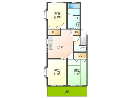 ステーシア雅 A棟(3DK/1階)の間取り写真