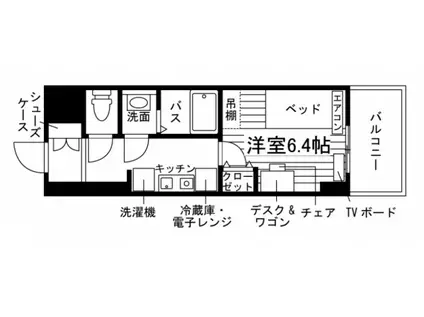 学生会館D-PLACE TODAKOEN(1K/1階)の間取り写真