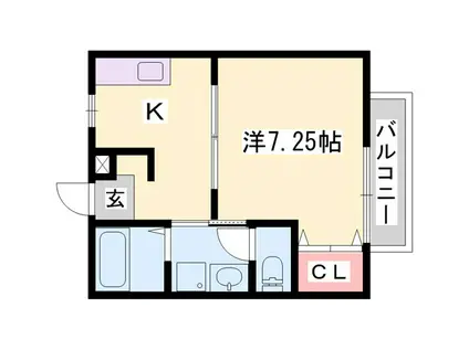 ヌーベル龍野(1K/2階)の間取り写真
