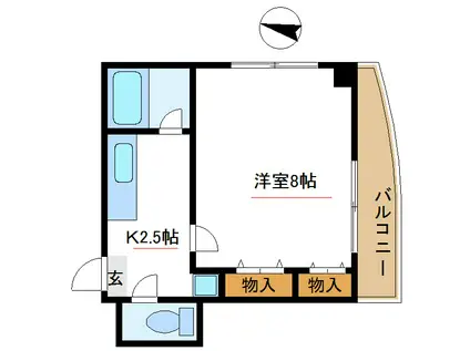 マリーナ・タカケンビルNO.6(1K/3階)の間取り写真