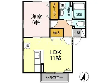 ドミールSUGURO(1LDK/1階)の間取り写真