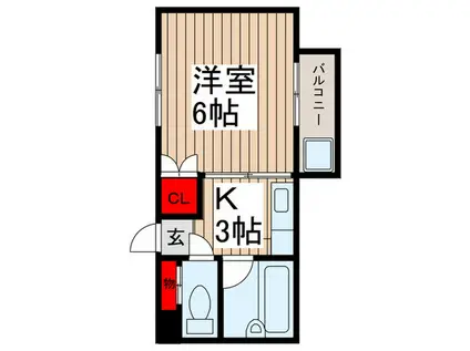 ハイネス笠原(1K/1階)の間取り写真