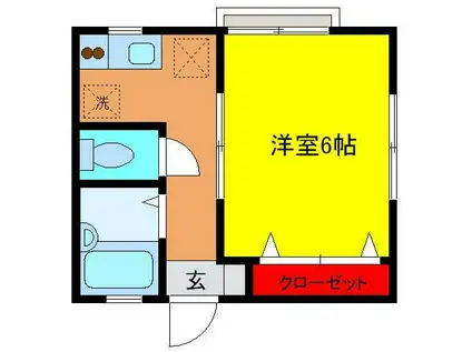 エスポワール(1K/1階)の間取り写真