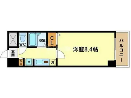 ドミール江戸堀(1K/2階)の間取り写真