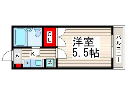 ビバリーハイツ(1K/3階)の間取り写真