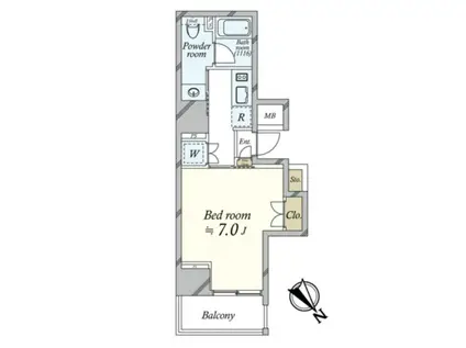 オープンレジデンシア銀座二丁目(1K/6階)の間取り写真