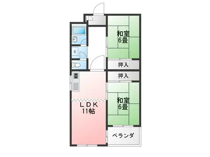 LINOA COURT(2LDK/3階)の間取り写真