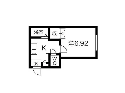 プラザイン元町(1K/2階)の間取り写真