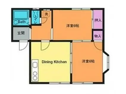 ポルシェ戸室ヶ丘(2DK/3階)の間取り写真