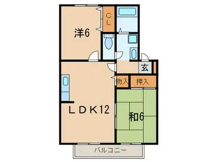 プレステージ芦屋C棟(2LDK/2階)の間取り写真