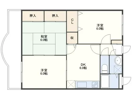 コンフォートいわなが(3DK/3階)の間取り写真
