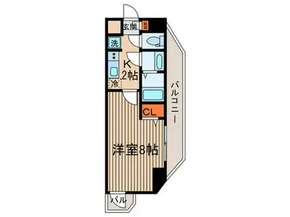 CONTENTO府中(1K/3階)の間取り写真