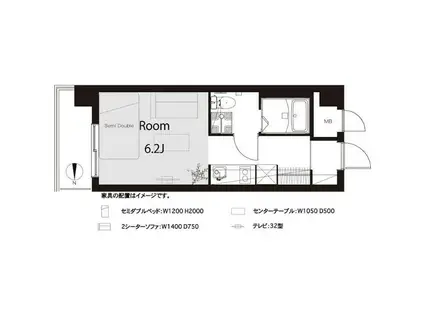 アクシルコート桜台(ワンルーム/7階)の間取り写真