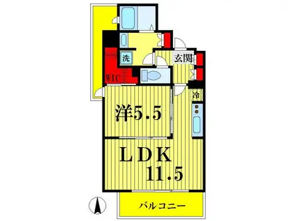 パークアクシス両国(1LDK/2階)の間取り写真