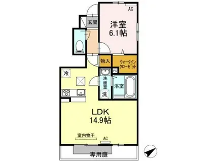 フェリース(1LDK/1階)の間取り写真