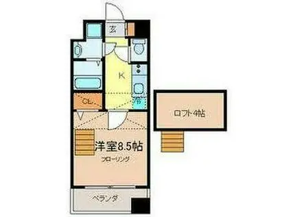 ピュアレジデンス(1K/4階)の間取り写真