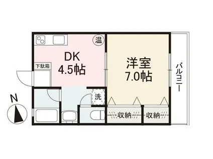 エトワール(1DK/2階)の間取り写真