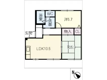 フォーレス森林公園B棟(2LDK/1階)の間取り写真