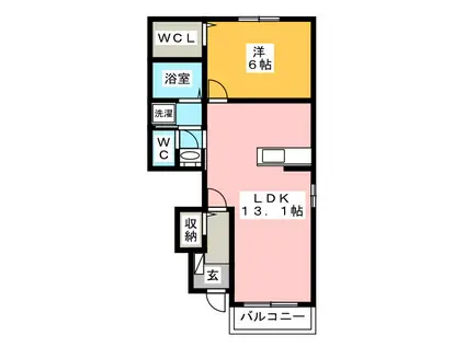 RUHE(1LDK/1階)の間取り写真