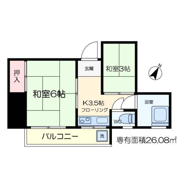 今田ビル(2K/4階)の間取り写真