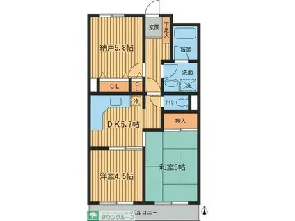 メゾンドサンクII(3DK/4階)の間取り写真