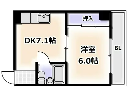 パークハイツ沢(1DK/5階)の間取り写真