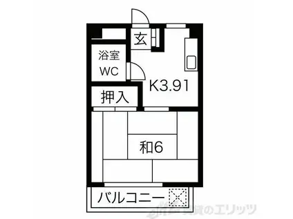 サニーサイド竹園(1K/2階)の間取り写真