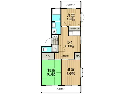 コートヴィレッジII(3DK/3階)の間取り写真