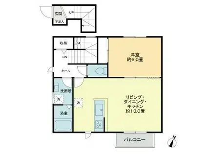 アーク世田谷代田 A棟(1LDK/1階)の間取り写真