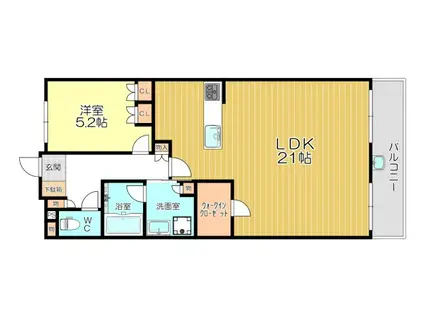 フェリシオ塚口(1LDK/15階)の間取り写真